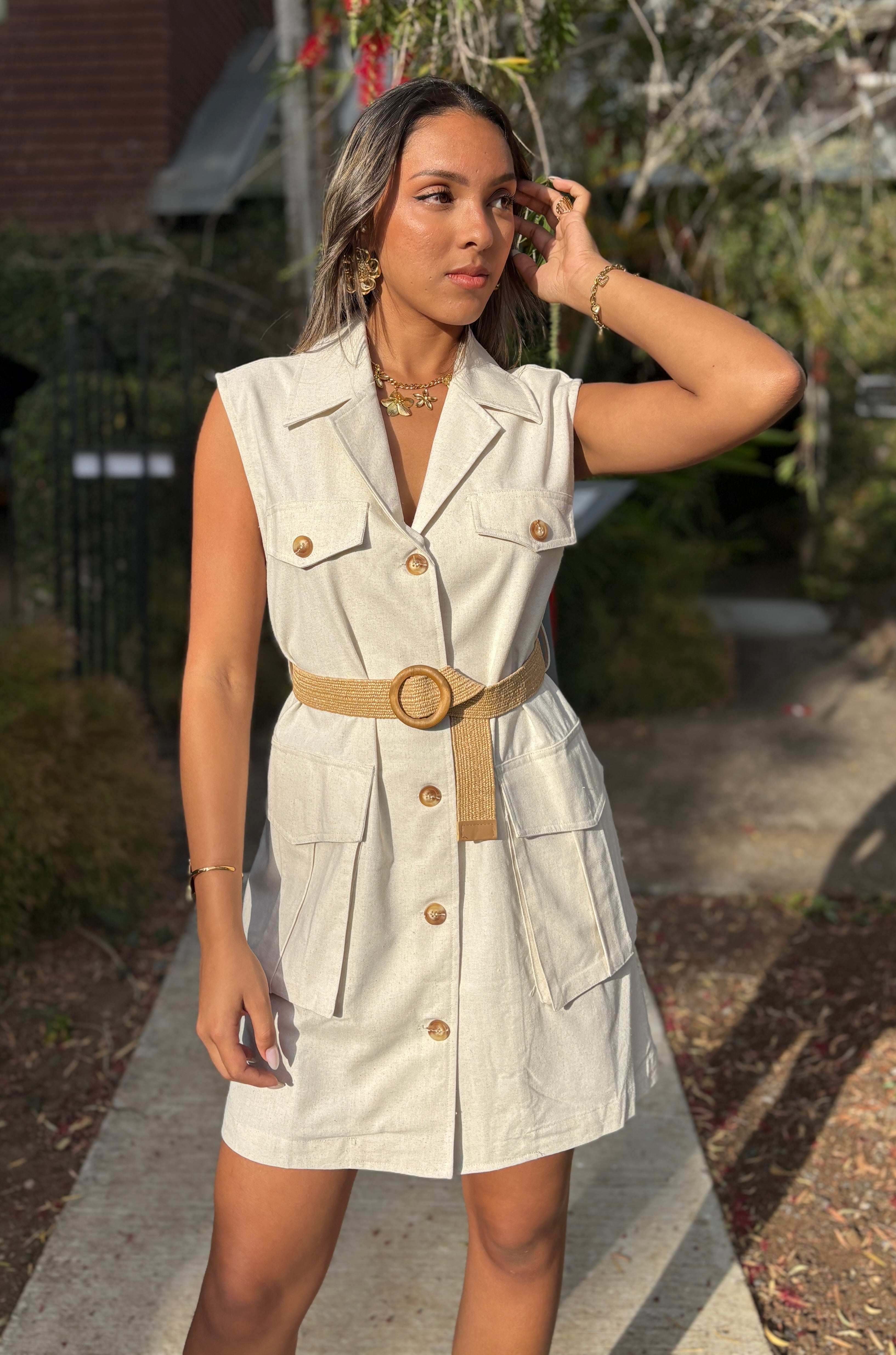 Robe Trench Style Safari - Crème Nacré - Marque Ann Taylor - Taille 8 Petite (8P) - Neuve Avec Étiquettes