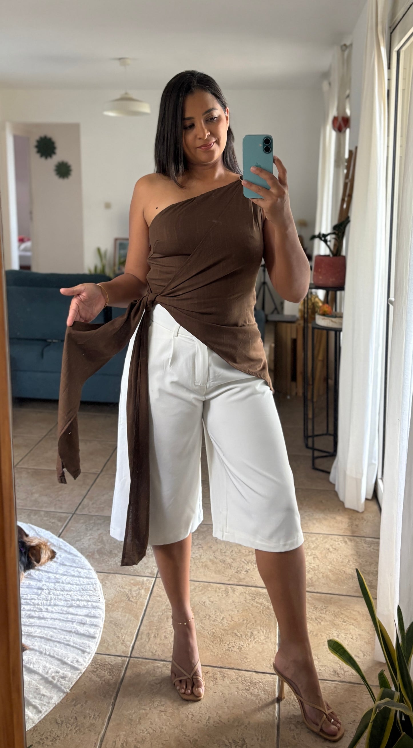 Top Athéna marron