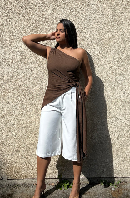 Top Athéna marron