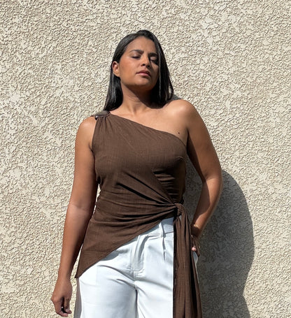 Top Athéna marron