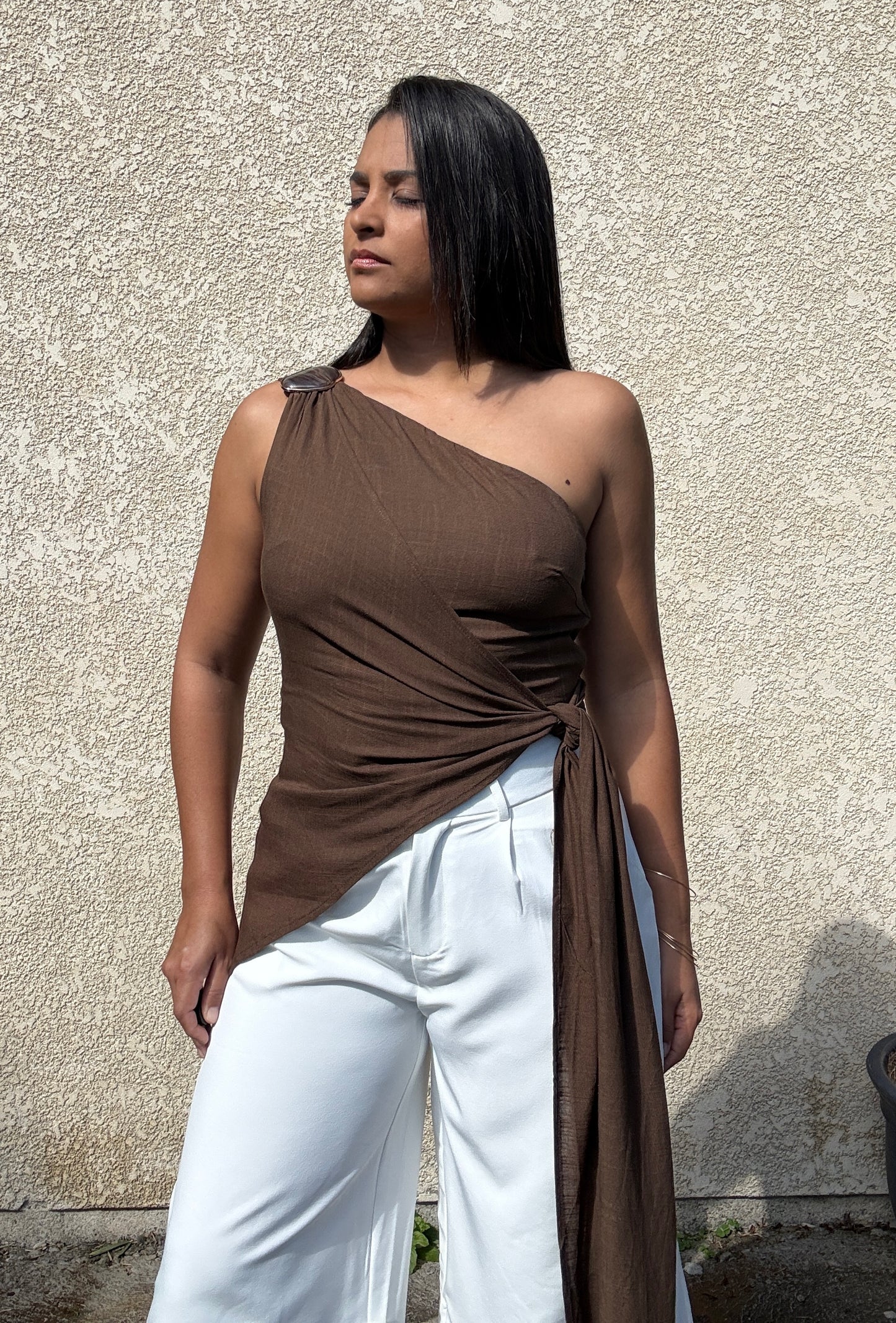 Top Athéna marron