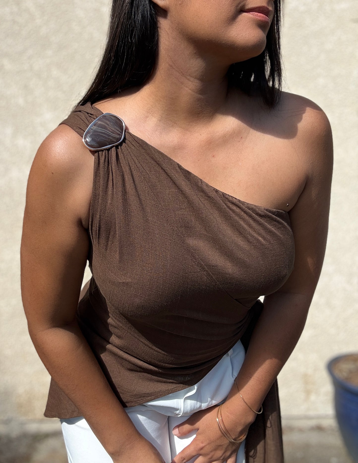 Top Athéna marron